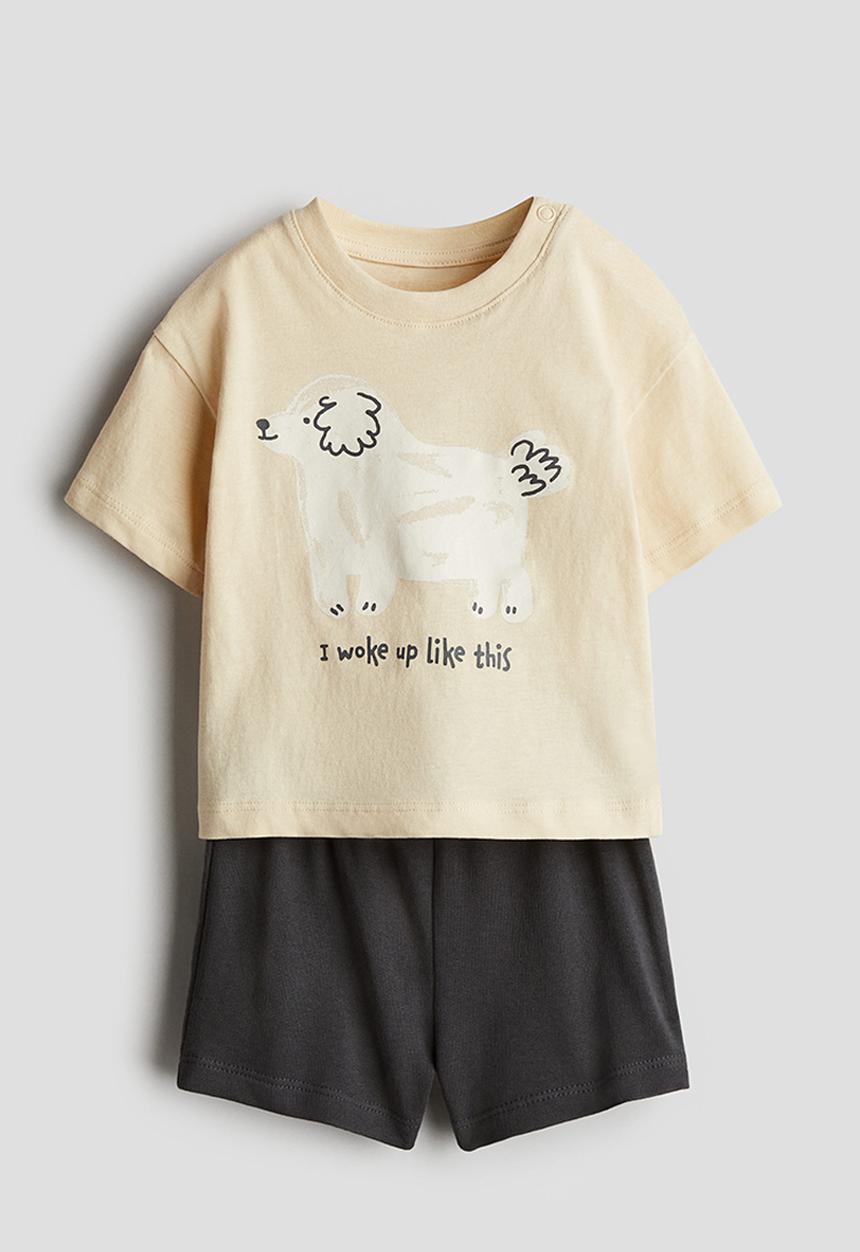 H&M - 2-Piece top and shorts set - light beige dog
