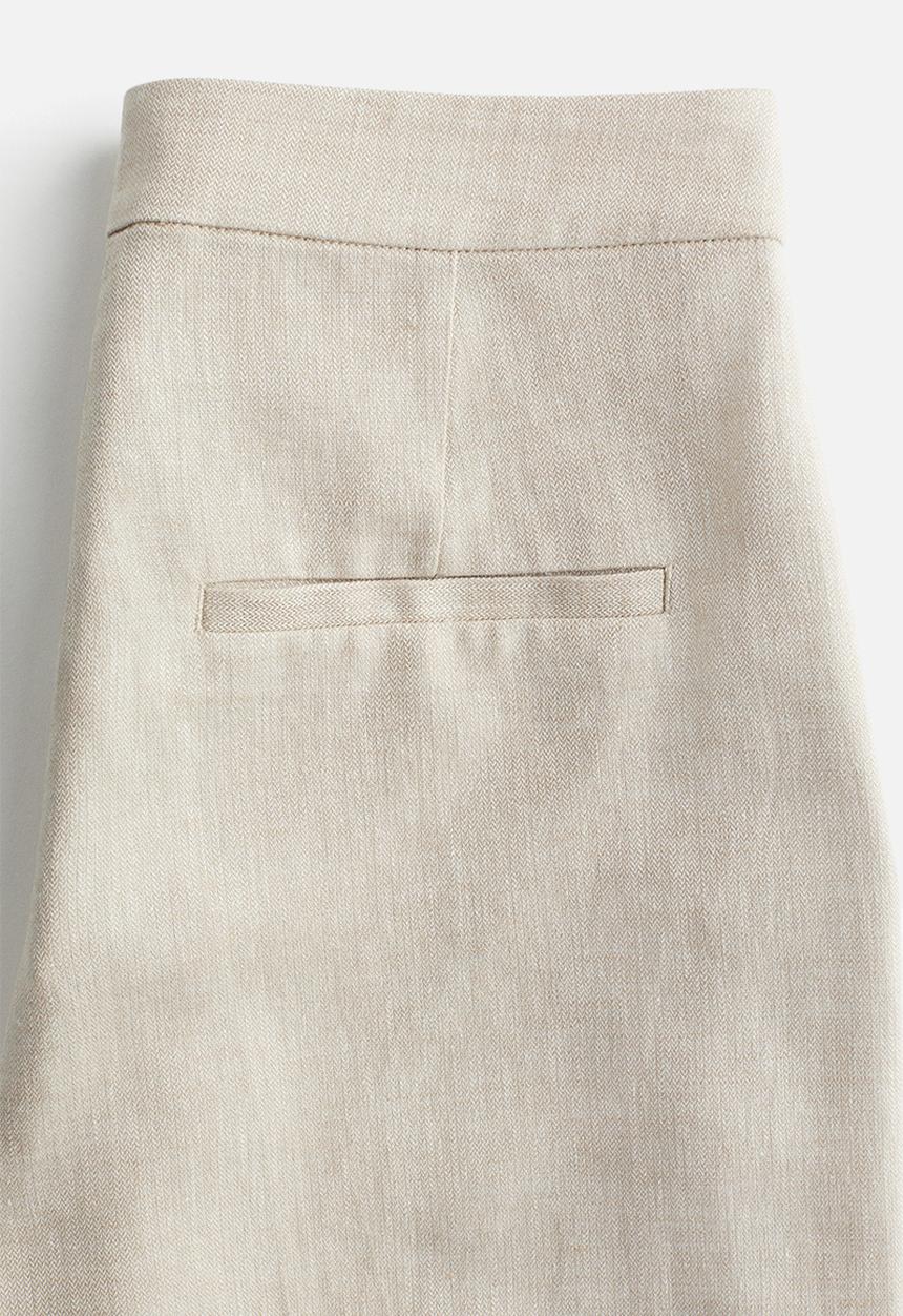 H&M - Wide linen-blend trousers - light beige