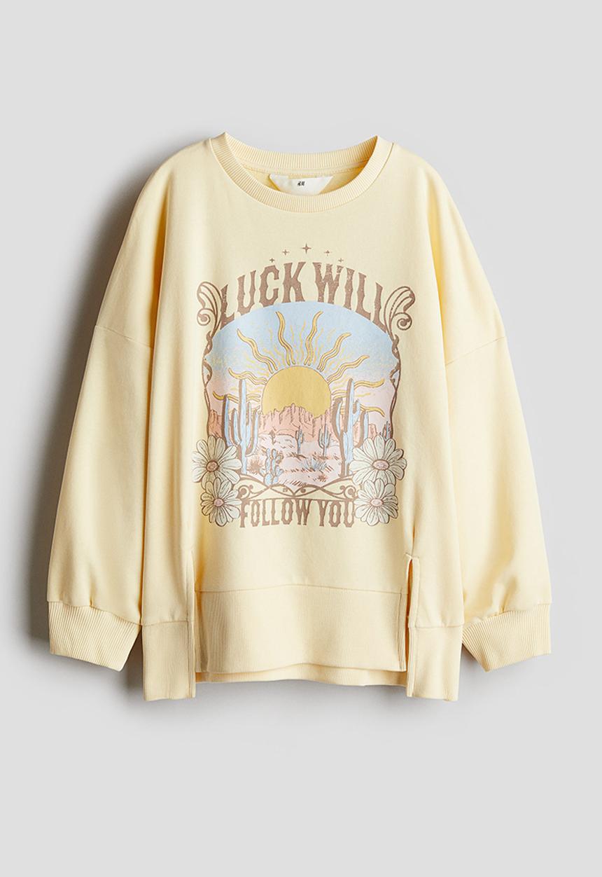 H&M - Oversized sweatshirt - light yellow luck