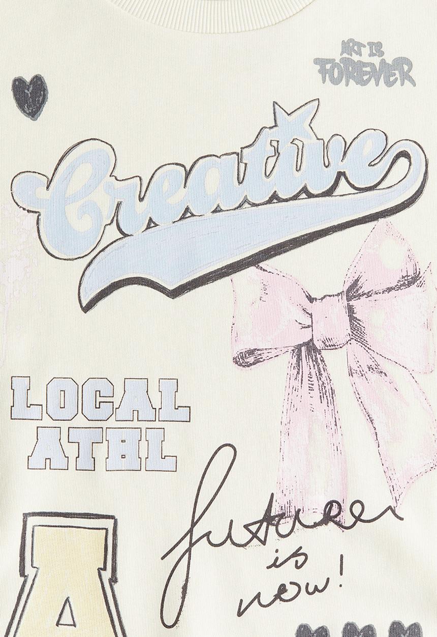H&M - Oversized sweatshirt - cream creative