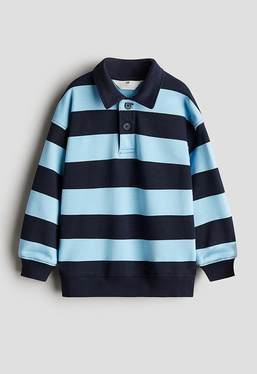 H&M - Loose-fit rugby shirt - navy blue striped