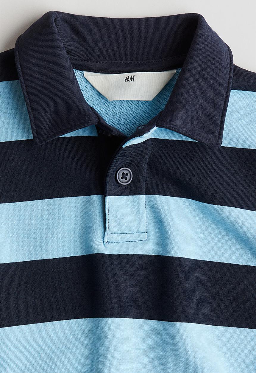 H&M - Loose-fit rugby shirt - navy blue striped