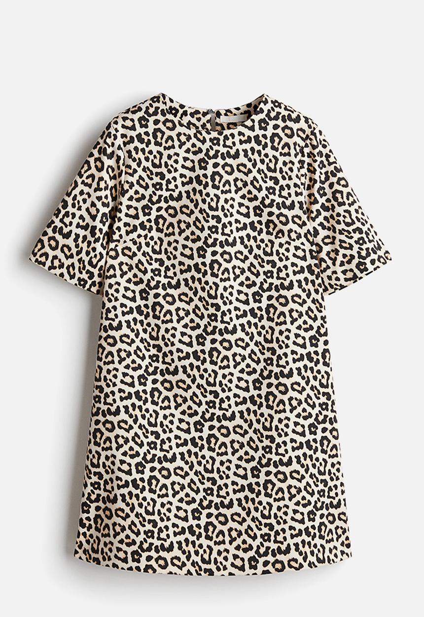 H&M - A-line dress - light beige leopard print