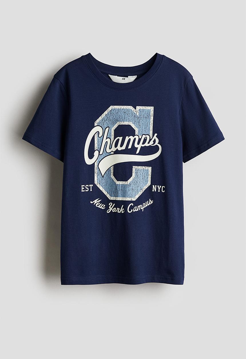 H&M - Printed t-shirt - navy blue champs
