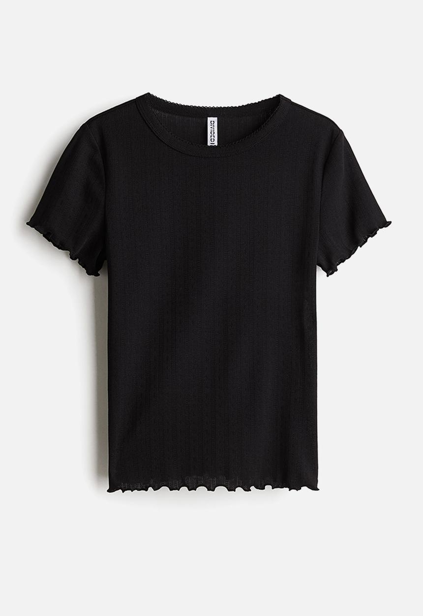 H&M - Overlock-detail T-shirt - black