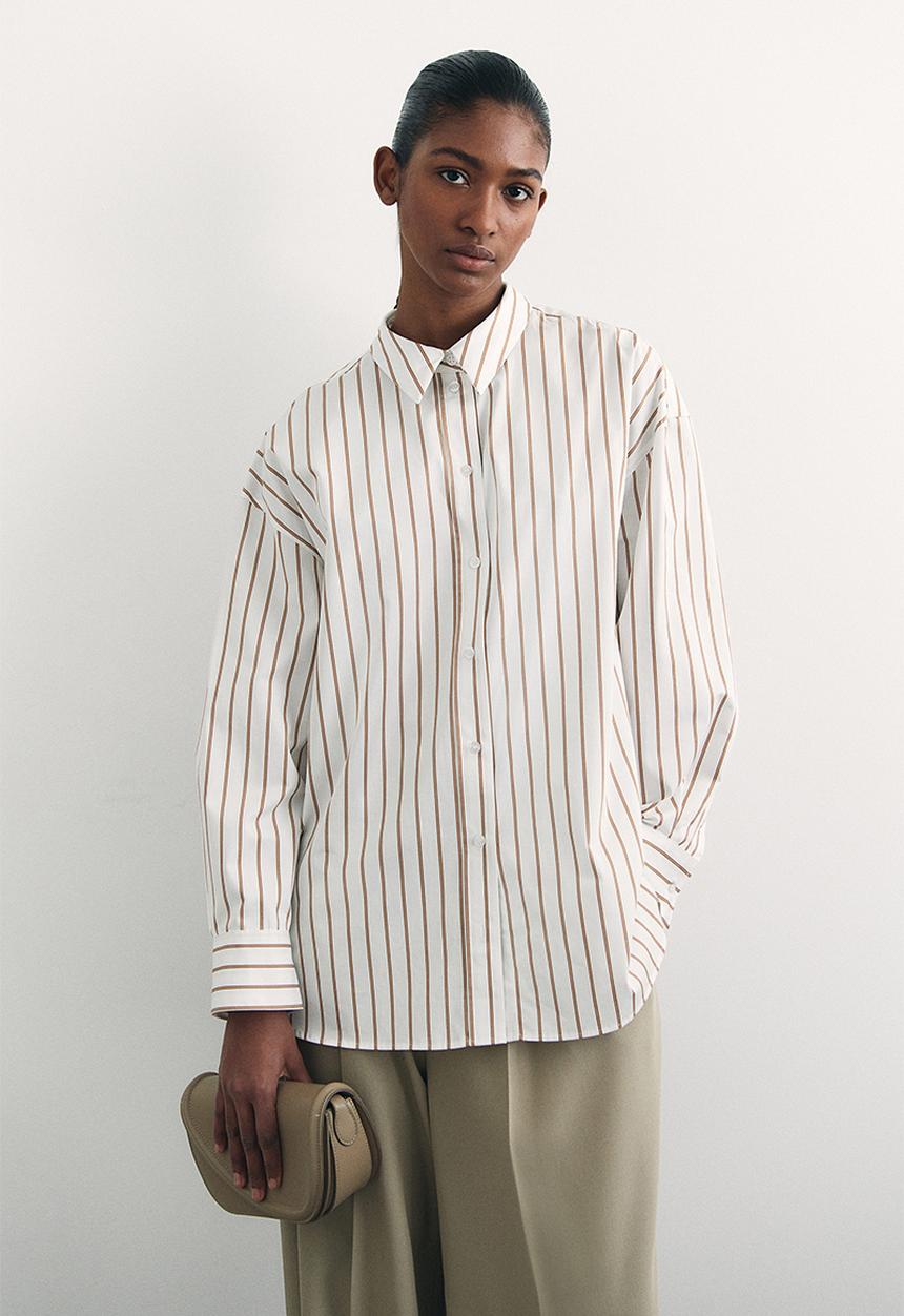 H&M - Poplin shirt - white/striped 
