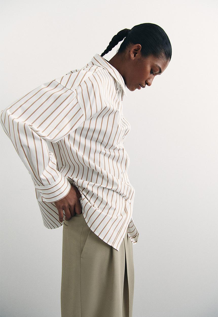 H&M - Poplin shirt - white/striped 