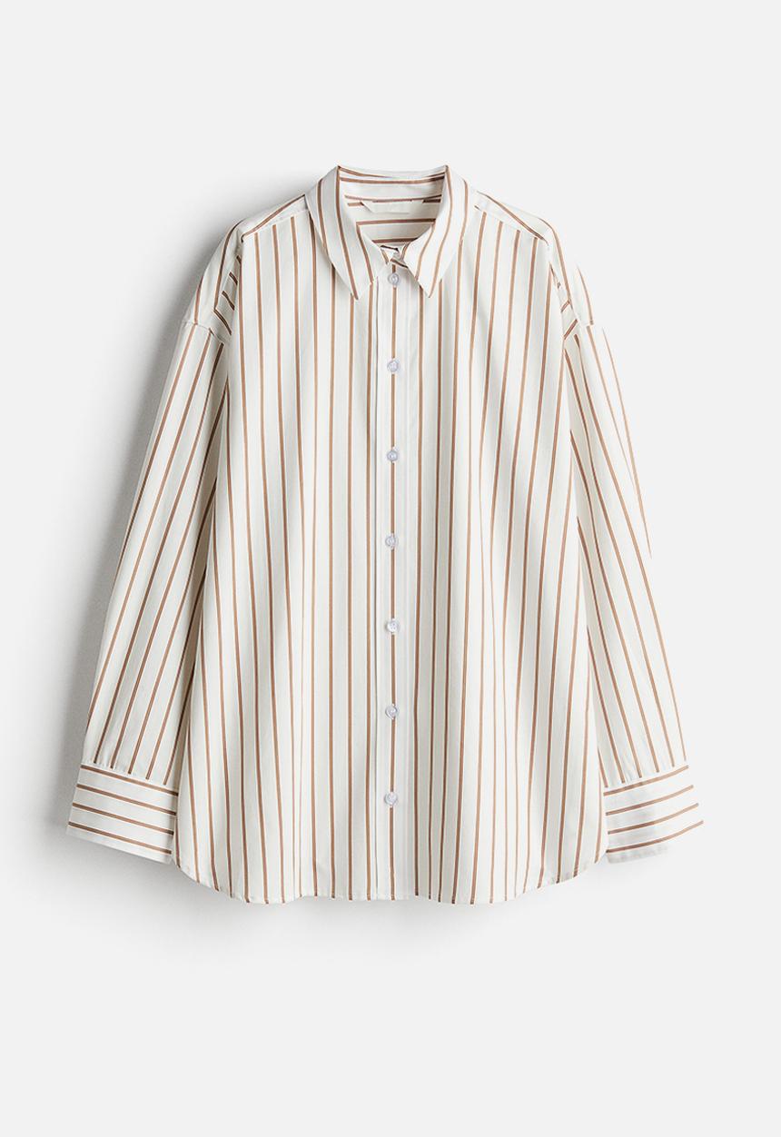 H&M - Poplin shirt - white/striped 