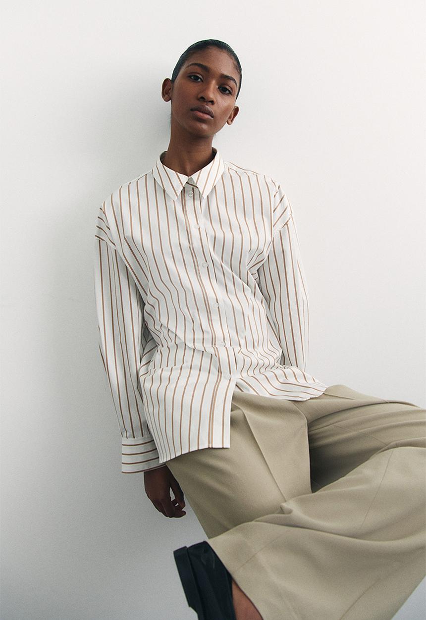 H&M - Poplin shirt - white/striped 