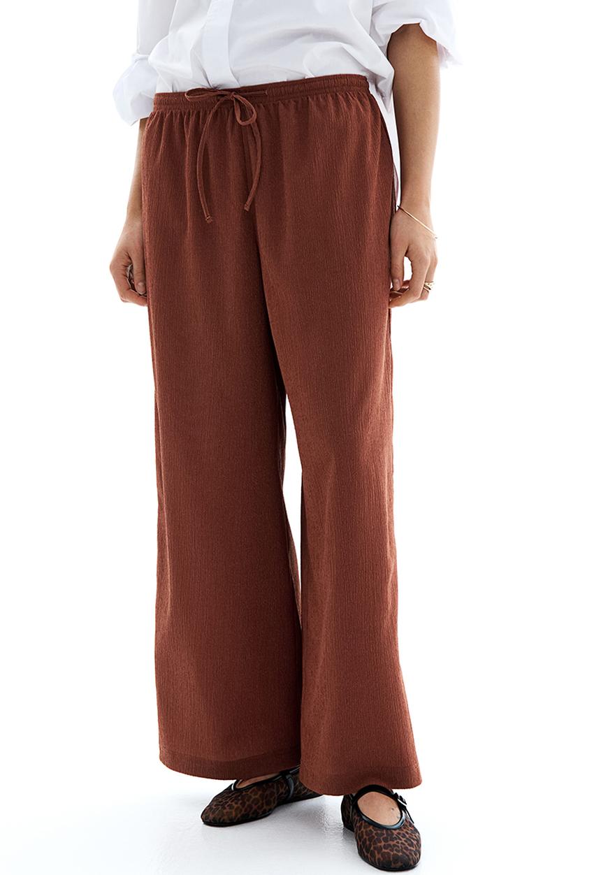 H&M - Textured jersey drawstring trousers - brown