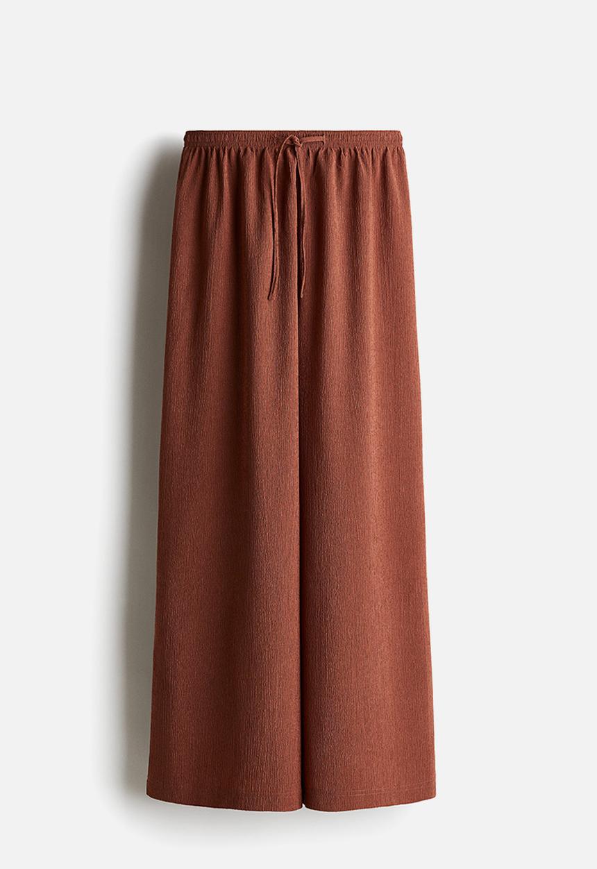 H&M - Textured jersey drawstring trousers - brown