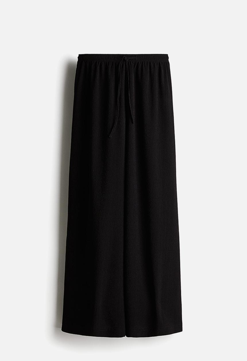H&M - Textured jersey drawstring trousers - black