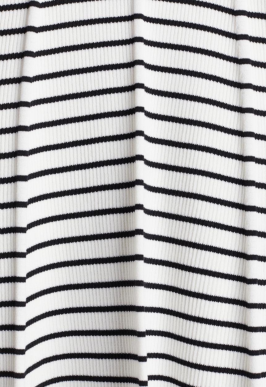 H&M - Rib-knit flared-skirt dress - cream striped