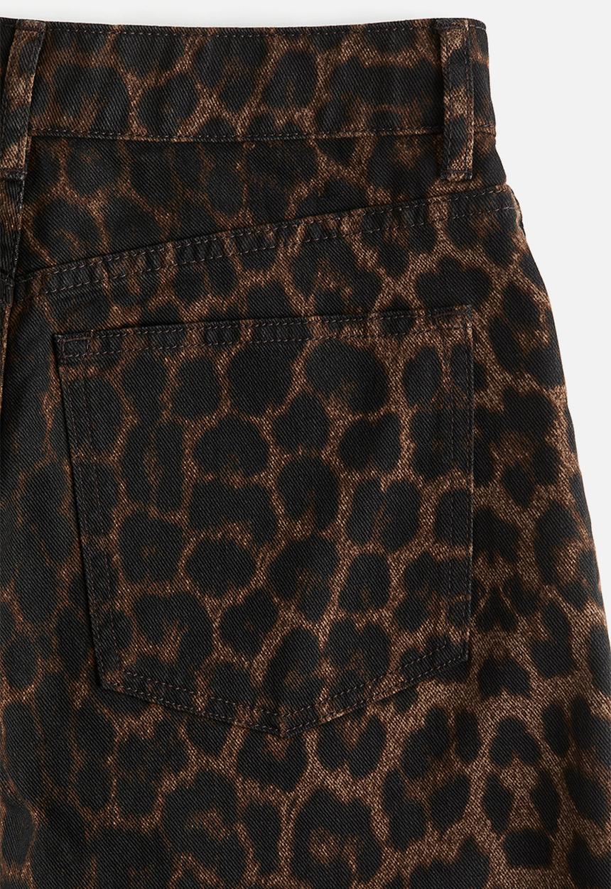 H&M - Denim bermuda shorts - dark brown/leopard print