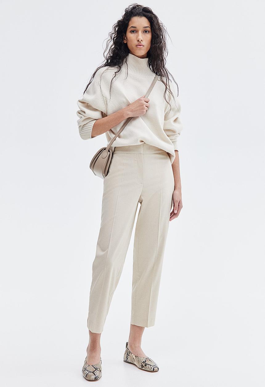 H&M - Ankle-length cigarette trousers - light beige
