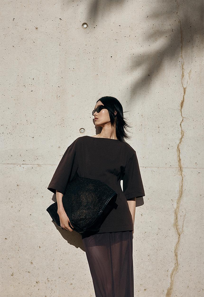H&M - Mesh midi skirt - dark brown