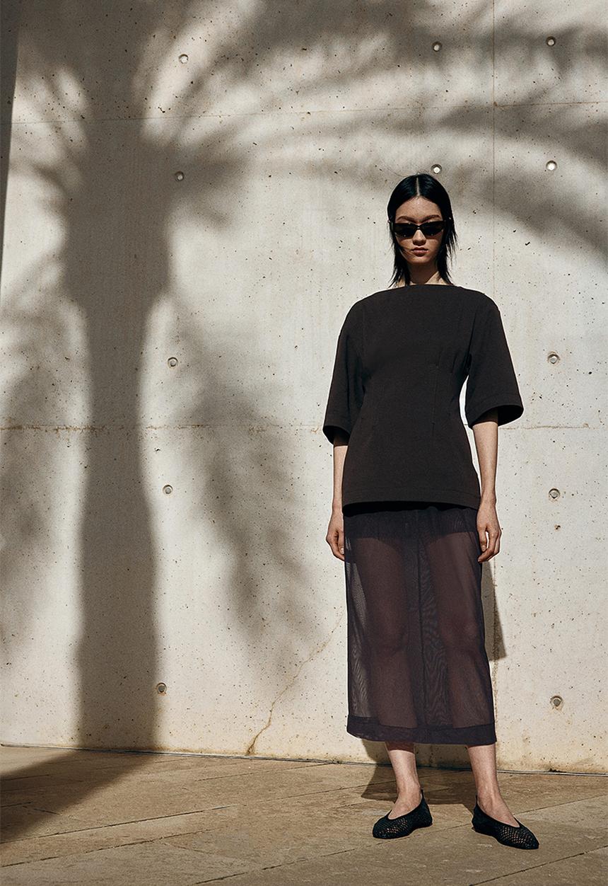 H&M - Mesh midi skirt - dark brown