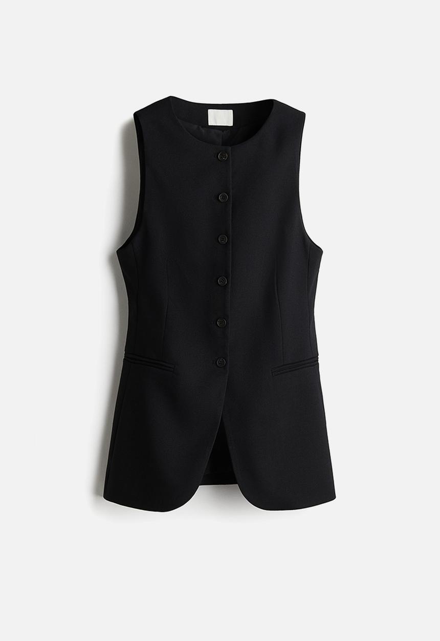 H&M - Long suit waistcoat - black