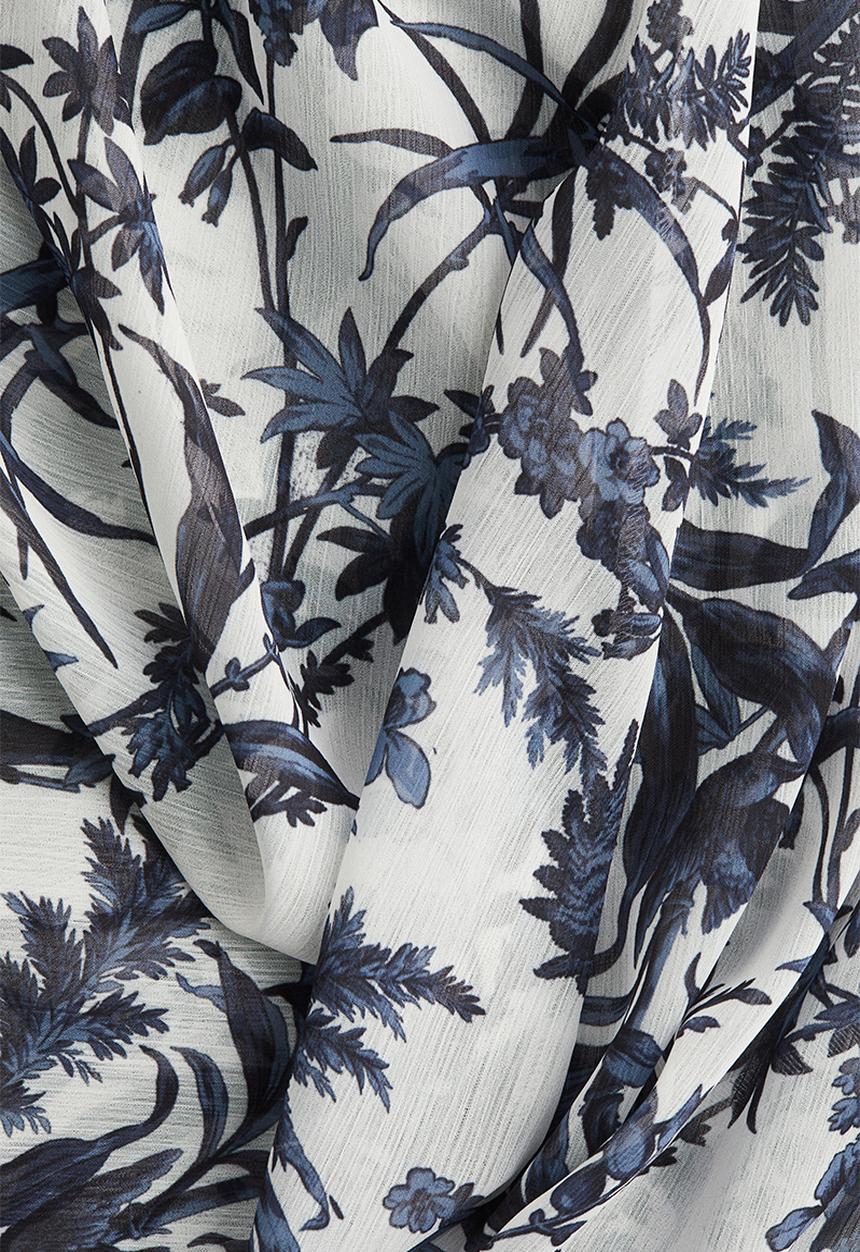 H&M - Chiffon maxi skirt -  white/navy blue patterned