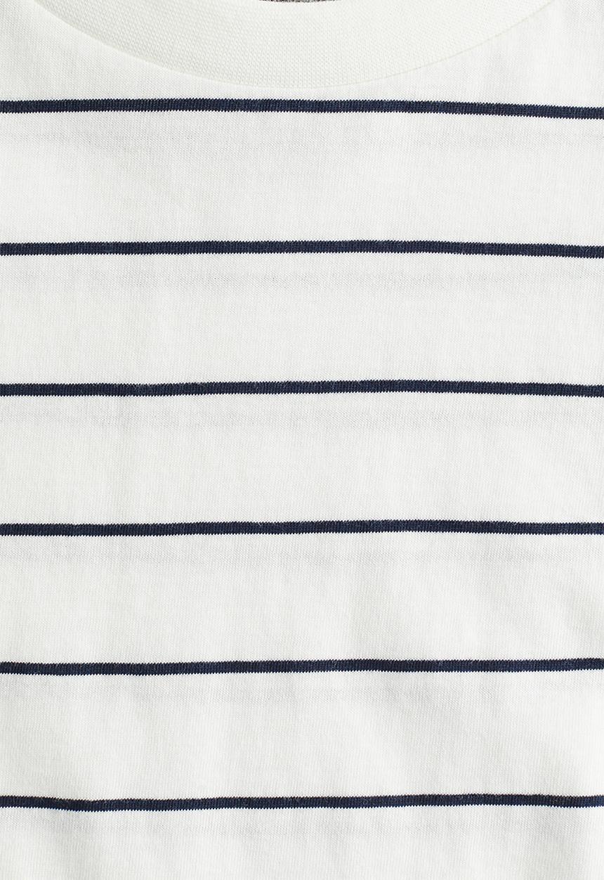 H&M - Long-sleeved cotton jersey top - white & blue striped