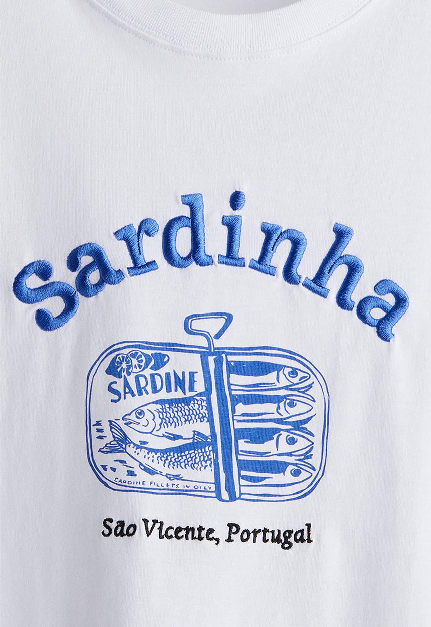 H&M - Oversized T-shirt - white/sardinha