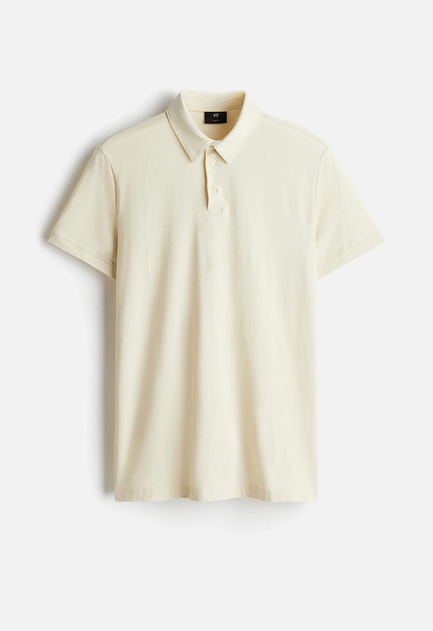 H&M - Slim fit polo shirt - light beige