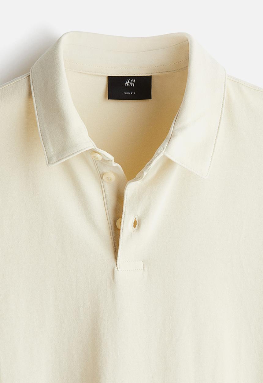 H&M - Slim fit polo shirt - light beige
