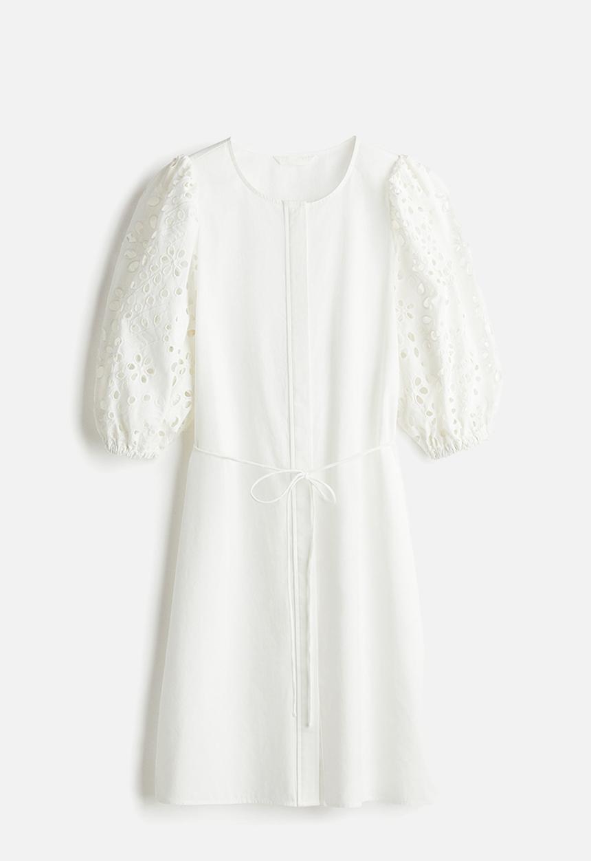 H&M - Broderie anglaise-sleeved dress - white