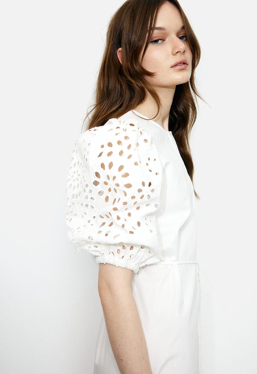 H&M - Broderie anglaise-sleeved dress - white