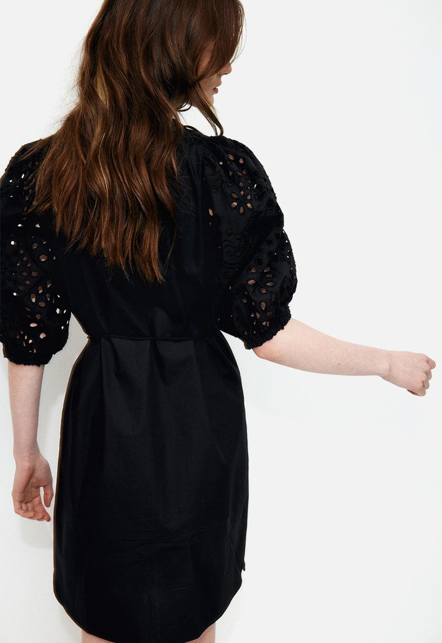 H&M - Broderie anglaise-sleeved dress - black
