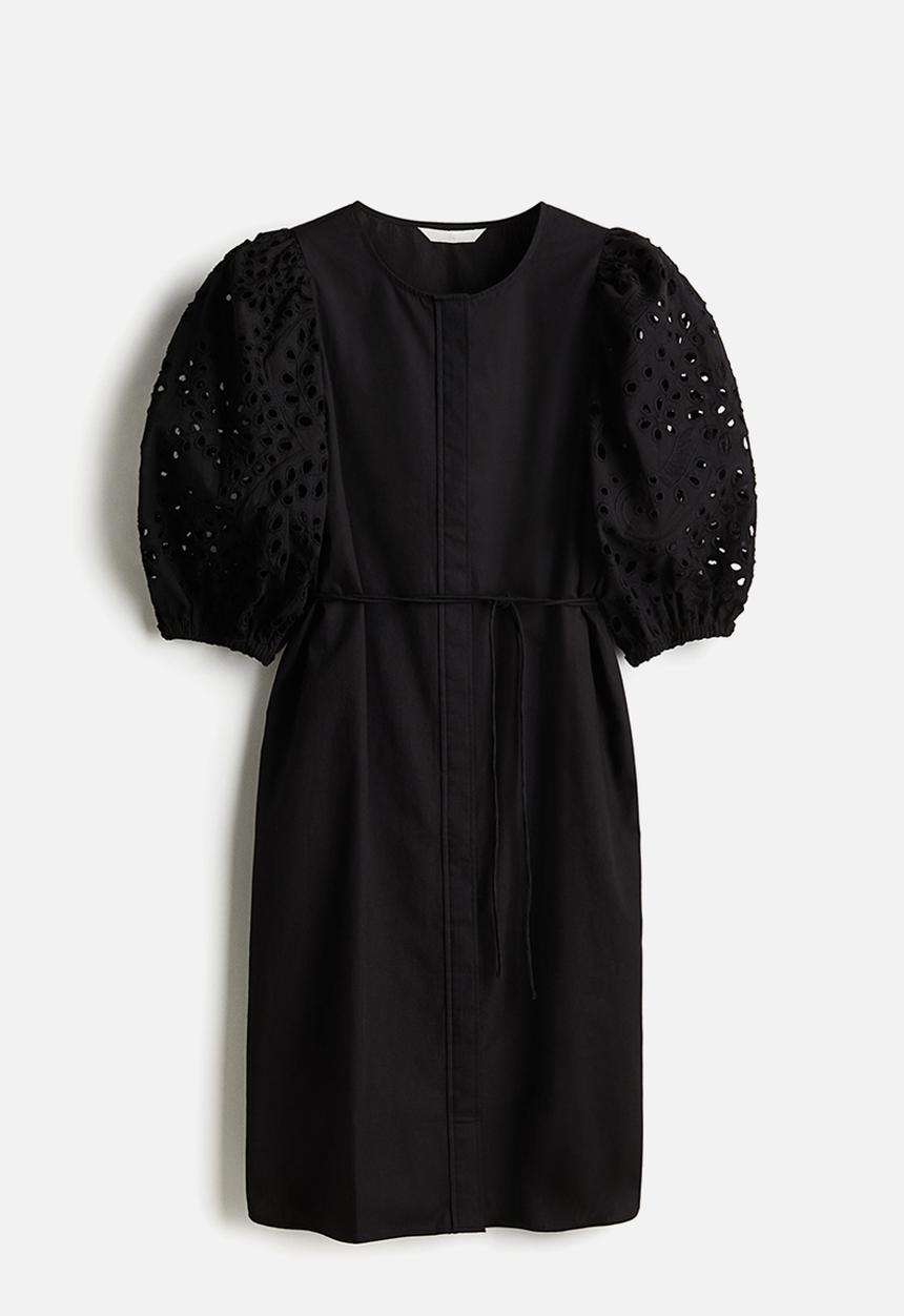 H&M - Broderie anglaise-sleeved dress - black