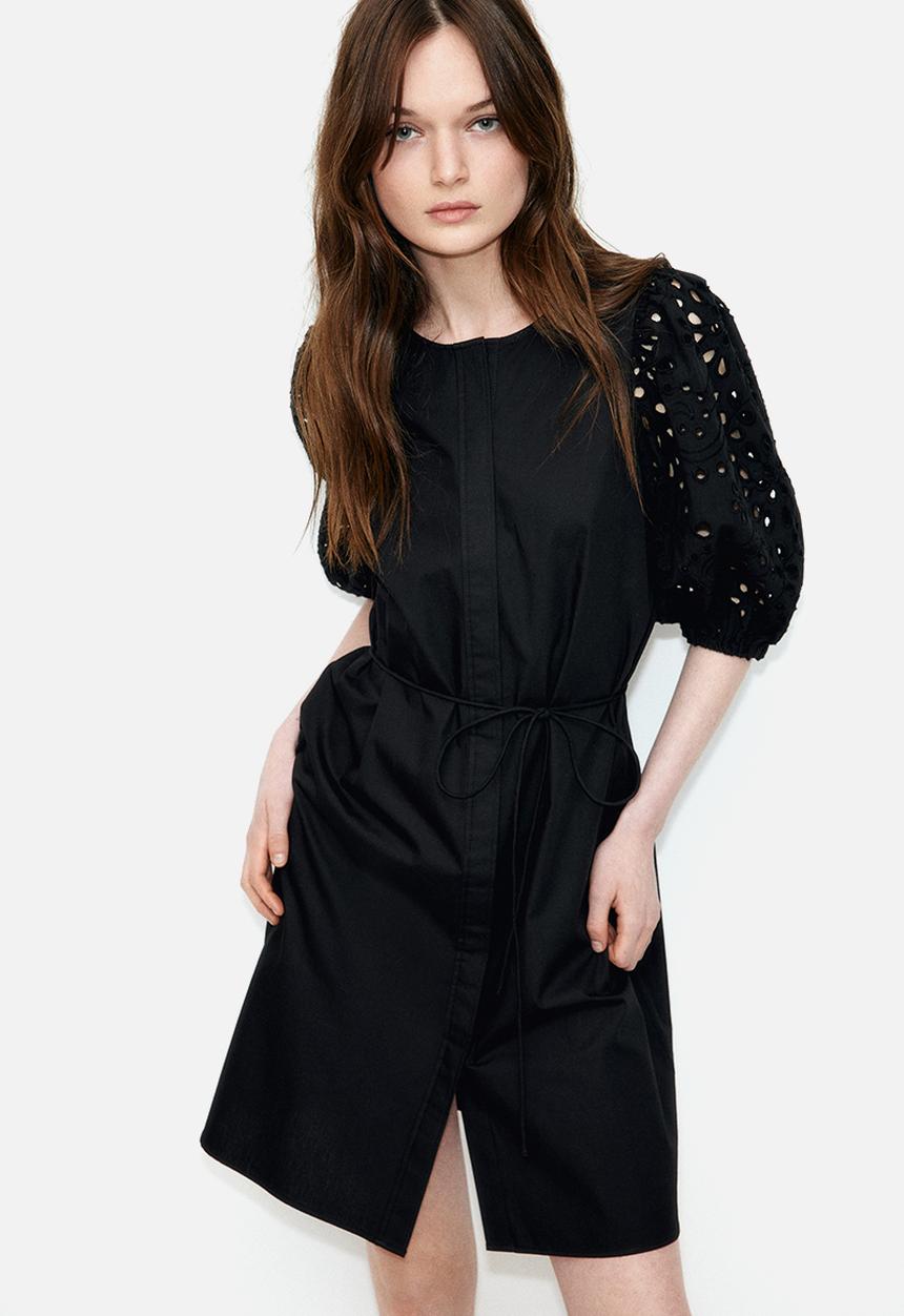 H&M - Broderie anglaise-sleeved dress - black