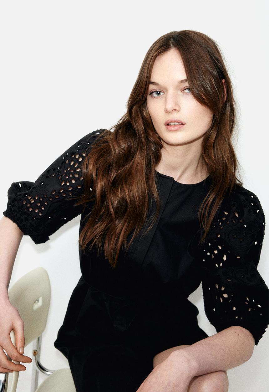 H&M - Broderie anglaise-sleeved dress - black