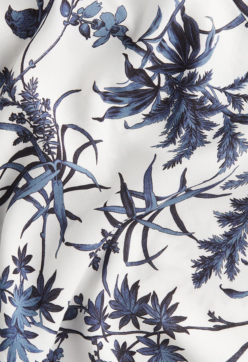 H&M - Tie-belt dress - white/blue patterned 