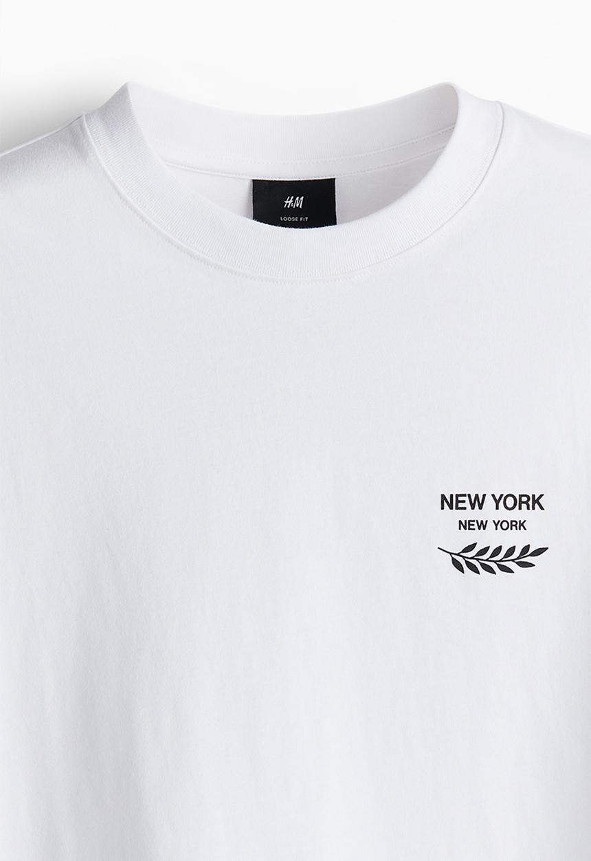 H&M - Loose fit printed t-shirt - white new york