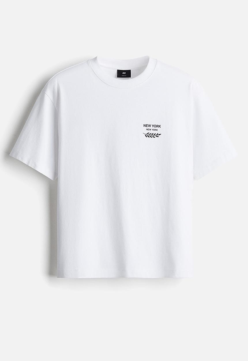 H&M - Loose fit printed t-shirt - white new york