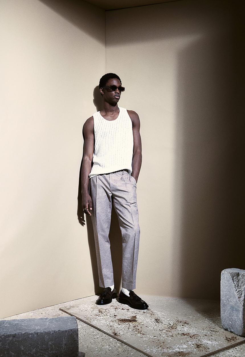 H&M - Regular fit tailored linen-blend trousers - beige