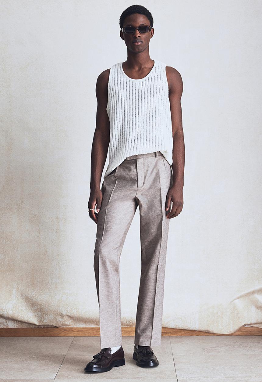 H&M - Regular fit tailored linen-blend trousers - beige