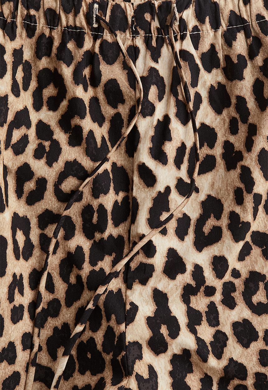 H&M - Cotton drawstring shorts - light beige & leopard print 
