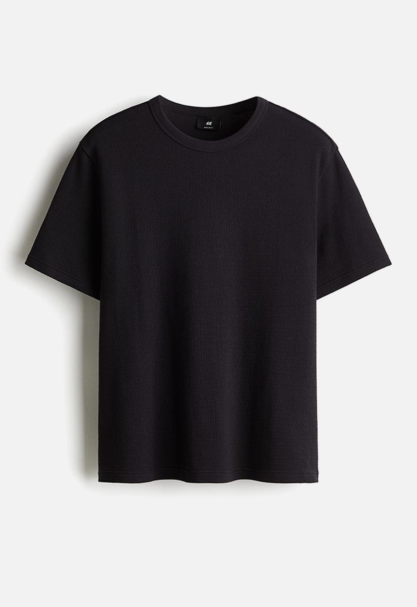 H&M - Regular fit waffled t-shirt - navy blue
