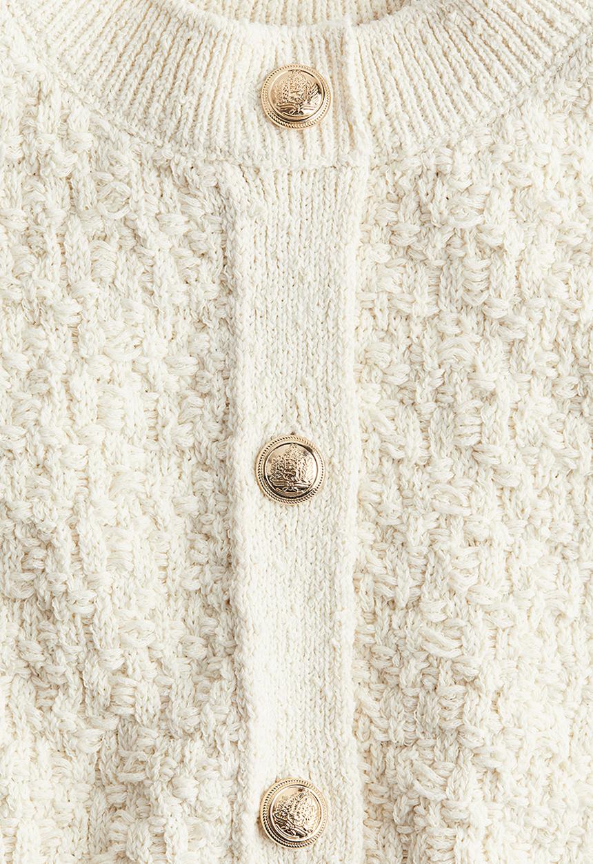 H&M - Textured-knit cardigan - cream