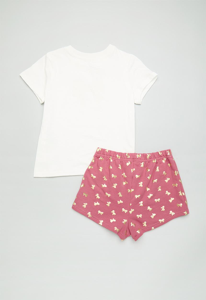 Pop Candy - Tee & short set - pink/gold bows