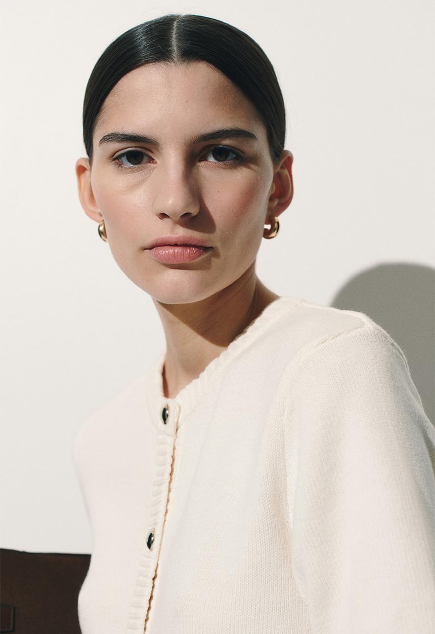 H&M - Short-sleeved cardigan - cream 
