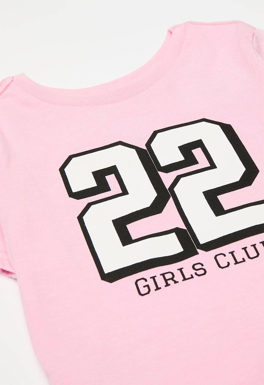 Pop Candy - Tee & Cycling  short set - pink & grey