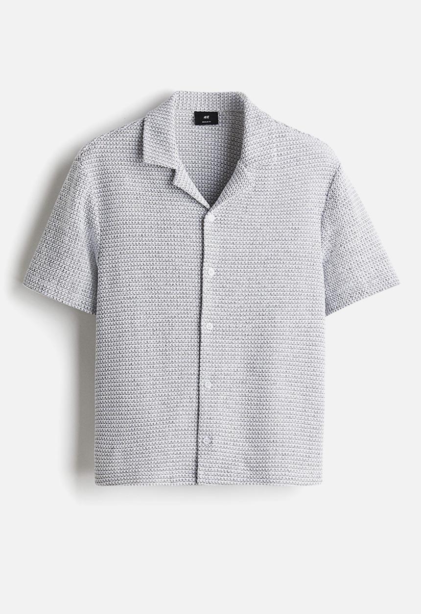 H&M - Regular fit resort shirt - grey & white
