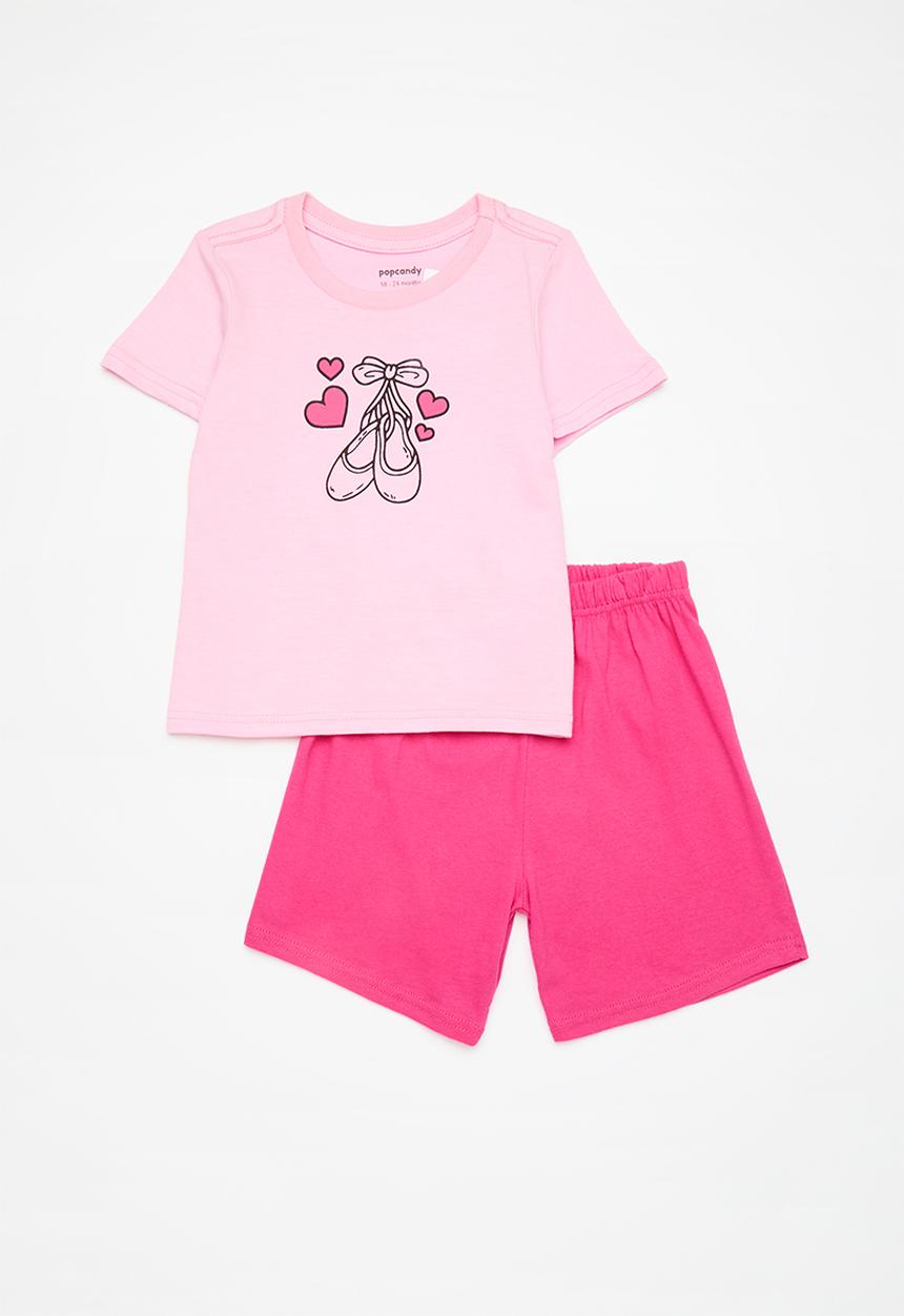 Pop Candy - Pj set with ballerina placement print - pink/cerise