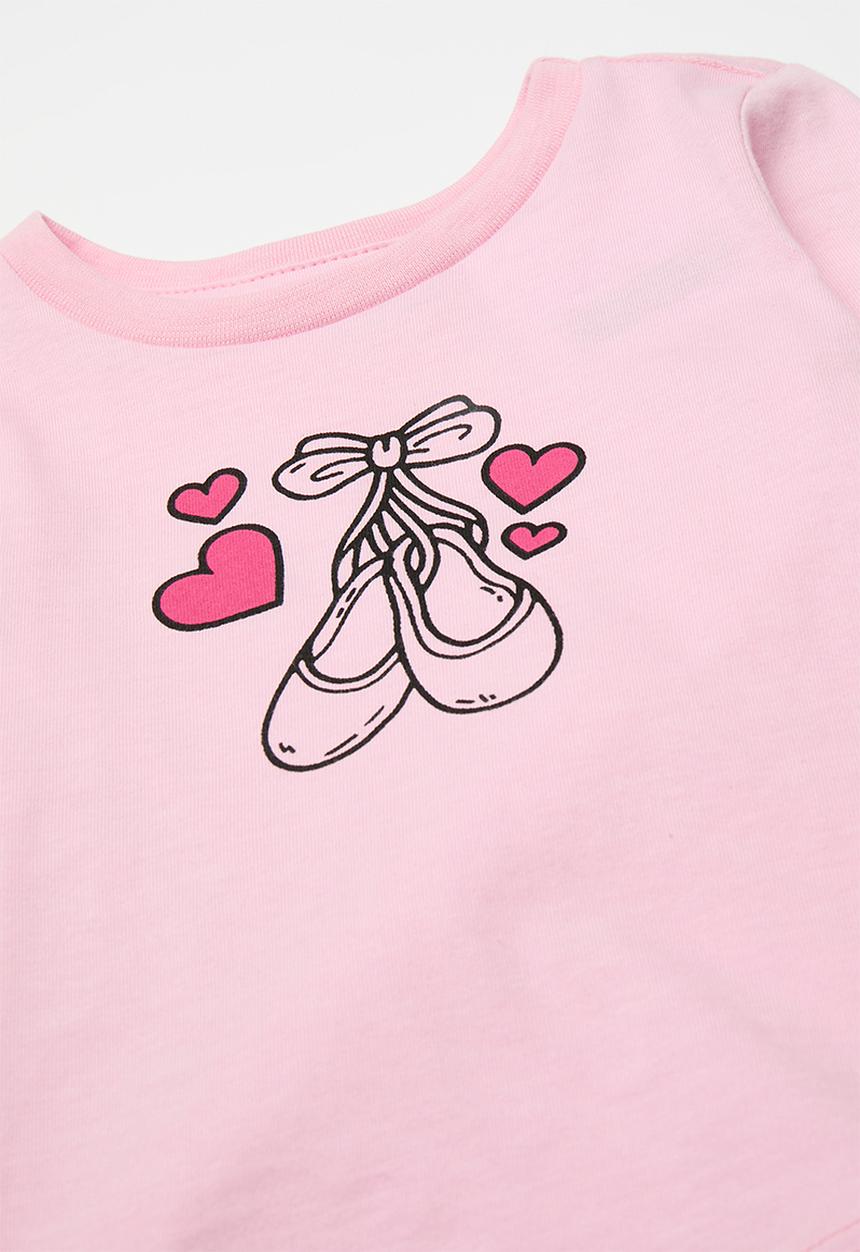 Pop Candy - Pj set with ballerina placement print - pink/cerise