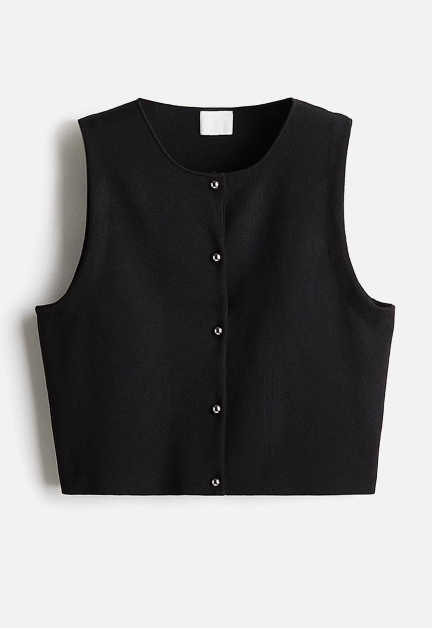 H&M - Knitted waistcoat - black