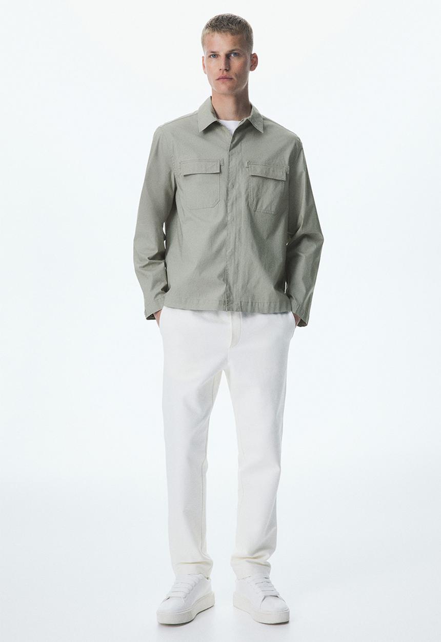 H&M - Regular fit utility overshirt - sage green
