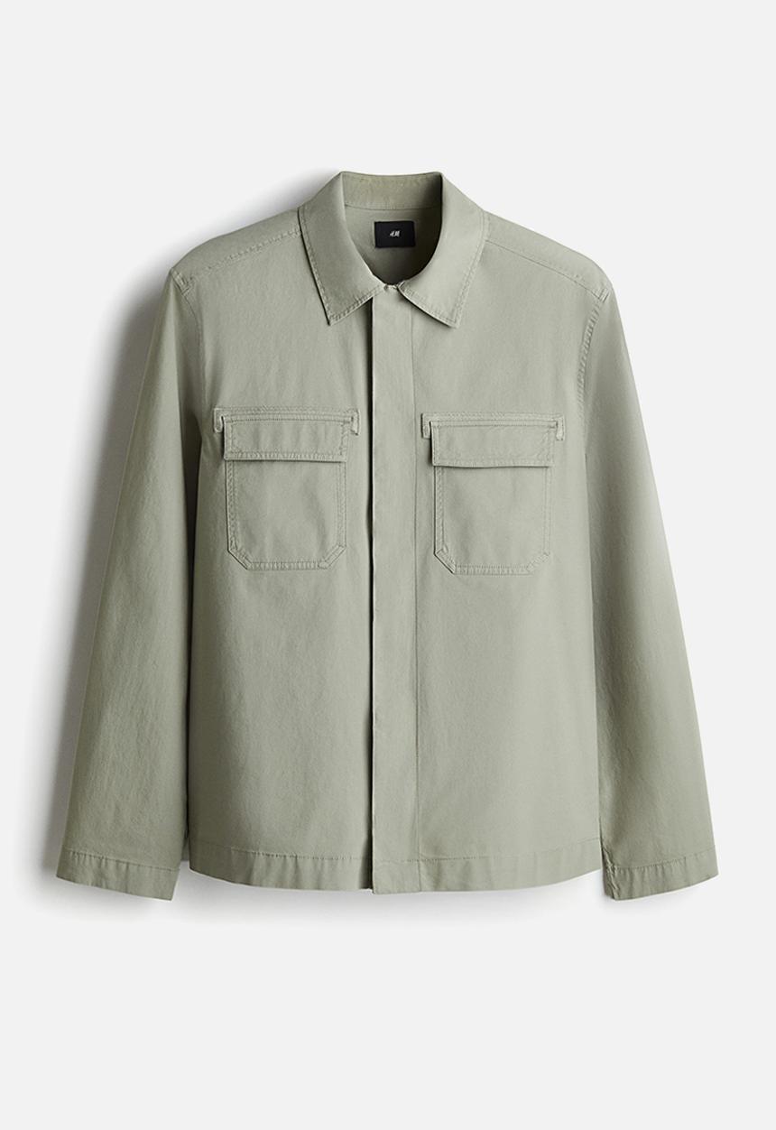 H&M - Regular fit utility overshirt - sage green